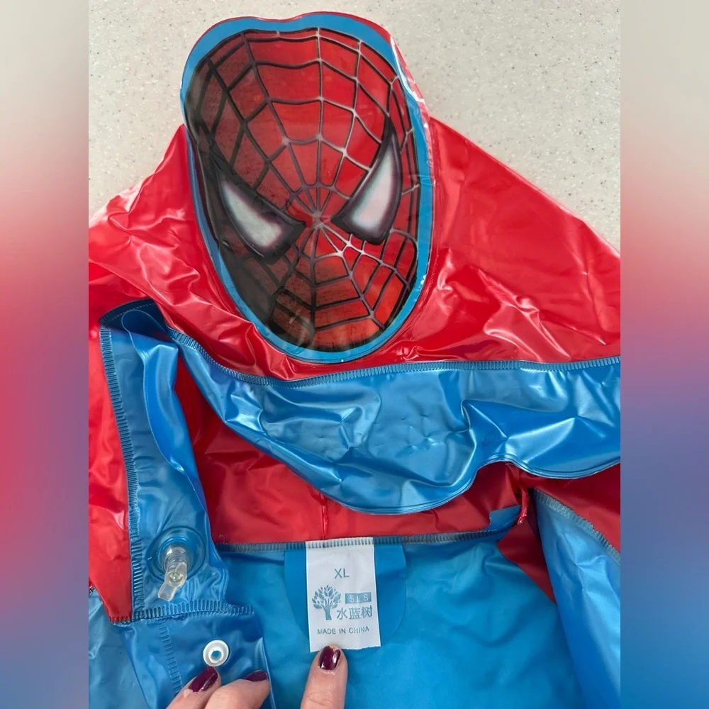 Spider-Man Rain Jacket / Slicker. Room to wear backpack under the Jacket…
